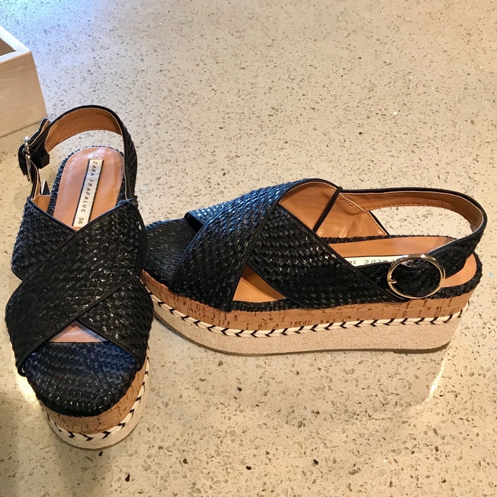 Zara platform sandals, 6,  black
